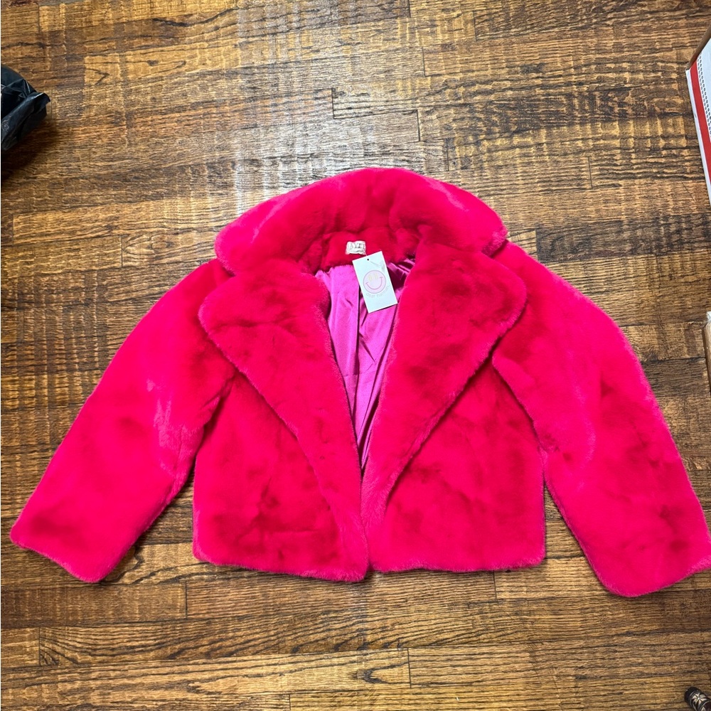 Pink fur coat